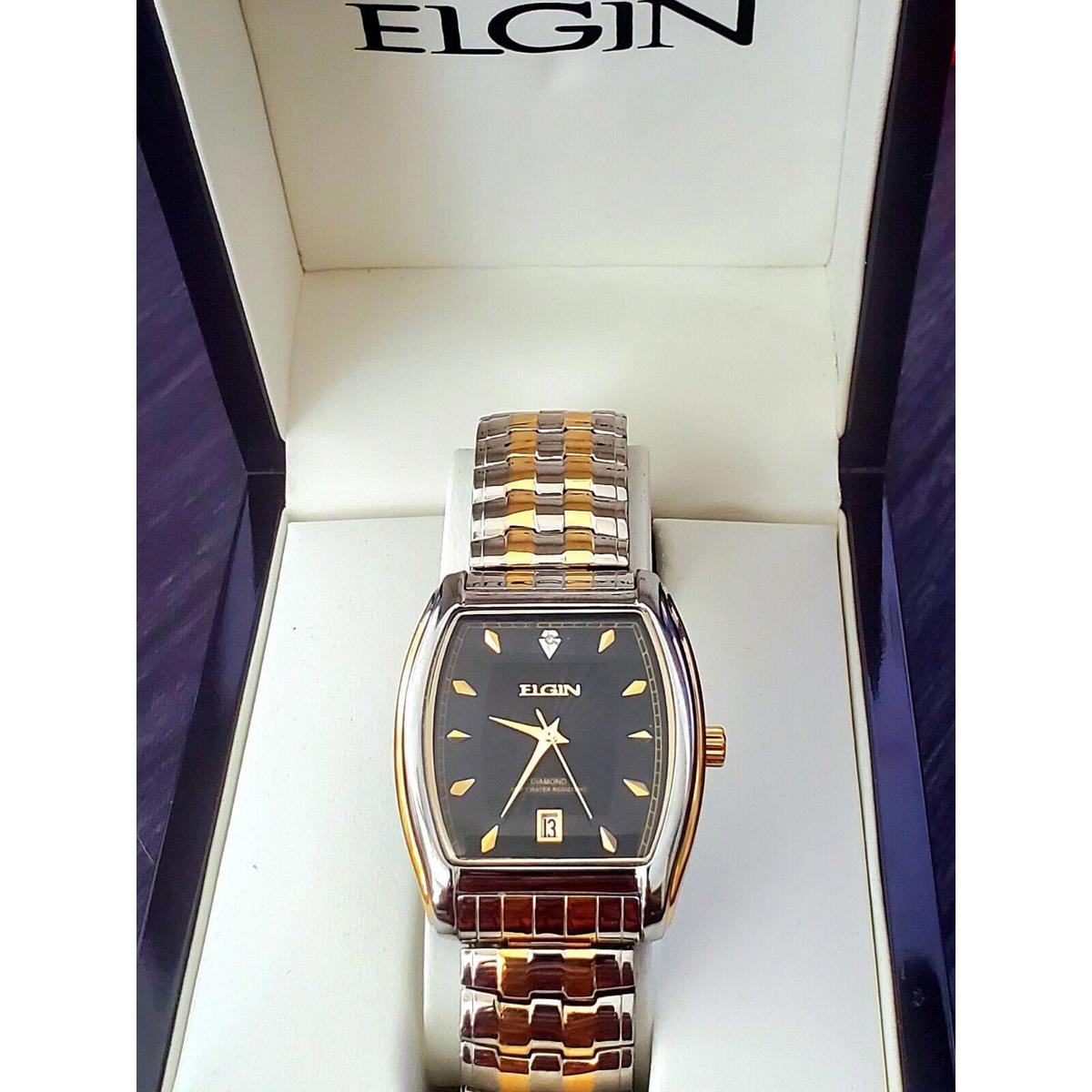 Rare Elgin Lord Diamond Dial Barrel Dress Watch Box Papers